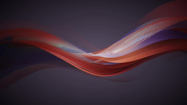 橙色红色紫色现代抽象数字几何渐变背景奢侈丝绸波浪布彩色面料 波纹液体纹理3D动画动感飘扬材料壁纸设计 — 图库视频影像