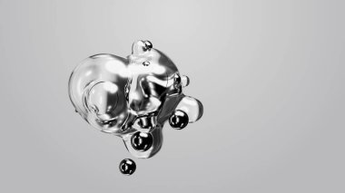 3d render motion design wallpaper animation business presentation monochrome grey white metaball gray liquid water soapy mercury bubble metasphere ball silver metal transition deformation metaverse