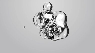 3d render motion design wallpaper animation business presentation monochrome grey white metaball gray liquid water soapy mercury bubble metasphere ball silver metal transition deformation metaverse