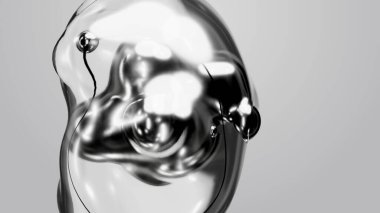 3d render motion design wallpaper animation business presentation monochrome grey white metaball gray liquid water soapy mercury bubble metasphere ball silver metal transition deformation metaverse