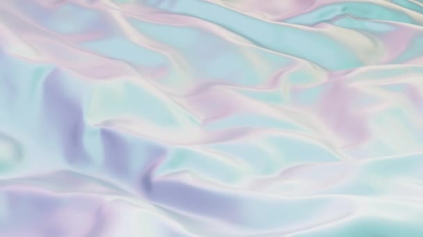 Рендеринг Анимации Волнистый Многоцветный Белый Голубой Розовый Радужный Цвета Ткани — стоковое видео