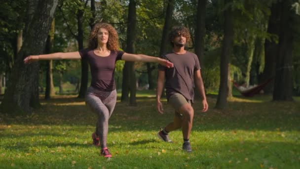 Etnik Çeşitlilikte Spor Yapan Kadın Sporcu Yoga Sınıfı Denge Egzersizi — Stok video