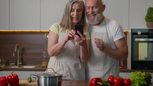 Mutlu Yetişkin Mutlu Yetişkin Bir Çift Orta Yaşlı Gülümseyen Bir — Stok video