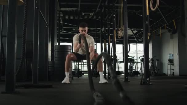 Ativo Cara Força Física Resistência Exercício Desafio Poderoso Homem Forte — Vídeo de Stock