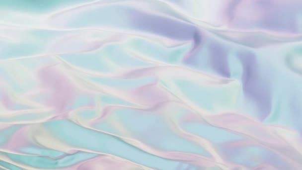 Rendering Animazione Ondulato Multicolore Bianco Blu Rosa Iridescente Colori Tessuto — Video Stock