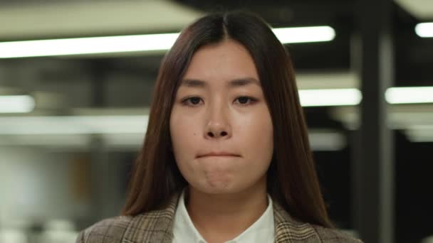Nahaufnahme Negative Schlechte Problem Probleme Emotionen Weibliches Gesicht Porträt Traurig — Stockvideo