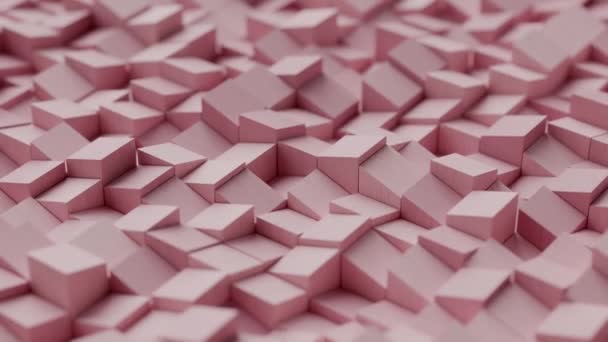三维渲染动画设计回路动画立方体波抽象环路背景木制立方体圆柱体方块砖多立方箱几何形状随机移动商务背景 — 图库视频影像