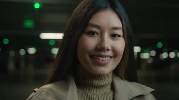Azja Kobieta Portret Etniczny Koreański Japoński Chiński Uśmiechnięty Szczęśliwy Kobieta — Wideo stockowe