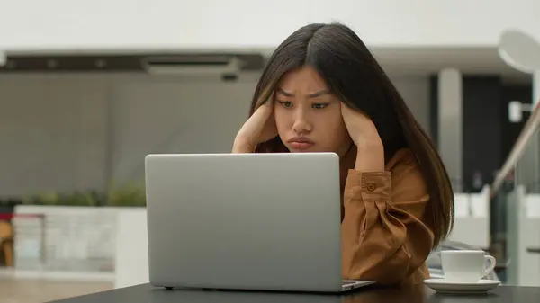Estressado Cansado Mulher Asiática Mulher Escritório Sexo Feminino Empresária Coreano — Fotografia de Stock