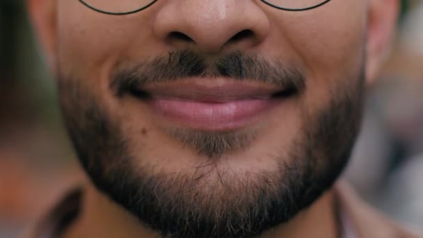 Neşeli Mutlu Mutlu Gülümseyen Hintli Sakallı Adam Gözlüklü Adamı Model — Stok video