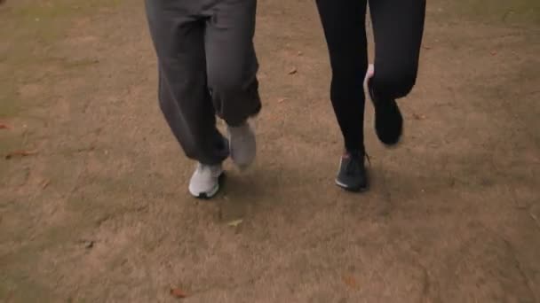 Pohybující Záběr Ženské Nohy Nohy Sportovní Obuvi Běh Zpomaleném Filmu — Stock video