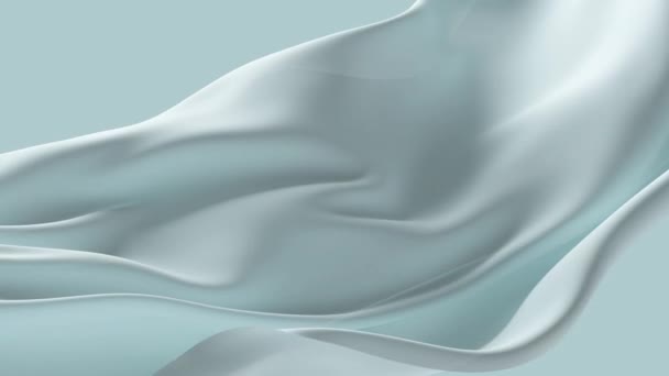 Абстрактна Ніжність Синій Бірюзовий Шовковий Фон Розкішна Хвильова Тканина Атласна — стокове відео
