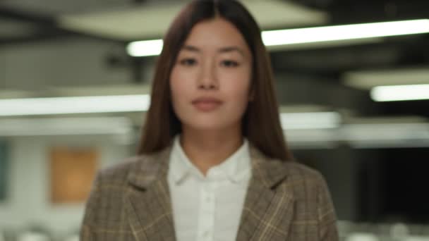 Visión Borrosa Cerca Retrato Asiático Chica Coreana Mujer Negocios Japonés — Vídeo de stock