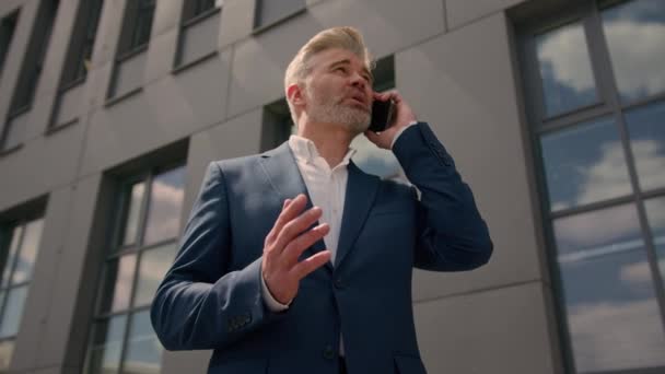 Serious Middle Aged Senior Caucasian Business Man Mature Male Businessman — Stock Video