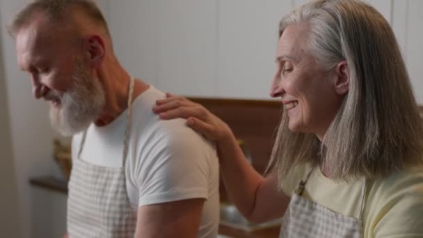 Blanc Vieux Couple Mature Femme Homme Heureux Joyeux Retraité Famille — Video