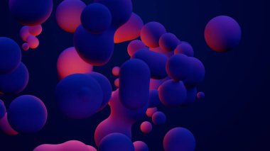Metaverse 3d render morphing animation pink purple abstract metaball metasphere bubbles art sphere blue background backdrop vr space moving meta balls shapes motion design fluid liquid blob