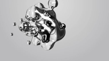 3d render motion design wallpaper animation business presentation monochrome grey white metaball gray liquid water soapy mercury bubble metasphere ball silver metal transition deformation metaverse