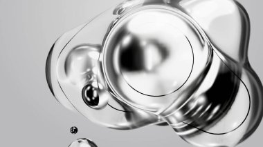 3d render motion design wallpaper animation business presentation monochrome grey white metaball gray liquid water soapy mercury bubble metasphere ball silver metal transition deformation metaverse