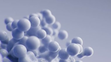 Yavaş hareket eden meta toplar 3D uçan mavi menekşe metaforlar hareket eden moleküller arka plan eğitimi sunumu medikal arkaplan hareket küreleri parçacıkları şablon