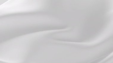 Soyut şefkat, beyaz ipek arka plan, lüks dalga, saten, renkli kumaş. Süt sıvısı, su sıçraması, dalgalı sıvı dokusu. Çırpınan maddeler. 3D reklamlar animasyon hareketi tasarımı duvar kağıdı