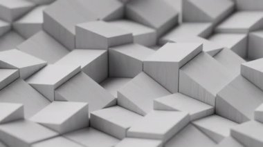 Modern 3D görüntüleme soyut kübik yüzey beyaz ışık meta şekilleri ahşap kare bloklar tuğla küpleri aşağı hareket animasyon animasyonu sanat arka plan sunum duvar kağıdı reklamları