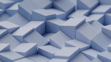 3D render tasarım döngüsü mavi tahta silindirler düzensiz hareket eden silindirler dijital nesneler kübik kareler tuğlalar iş animasyonu soyut arkaplan duvar kağıdı metaverse