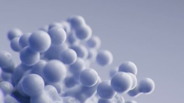 Yavaş hareket eden meta toplar 3D uçan mavi menekşe metaforlar hareket eden moleküller arka plan eğitimi sunumu medikal arkaplan hareket küreleri parçacıkları şablon