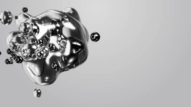 3d render motion design wallpaper animation business presentation monochrome grey white metaball gray liquid water soapy mercury bubble metasphere ball silver metal transition deformation metaverse
