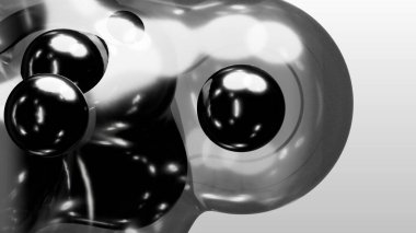 3d render motion design wallpaper animation business presentation monochrome grey white metaball gray liquid water soapy mercury bubble metasphere ball silver metal transition deformation metaverse
