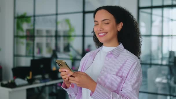 Pretty Successful Brazilian Latino Curly Haired Business Woman Corporate Manager Stock Footage