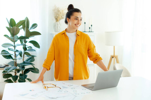 Successful Confident Pretty Brunette Arabian Indian Ethnicity Young Woman Stylishly Stock Image