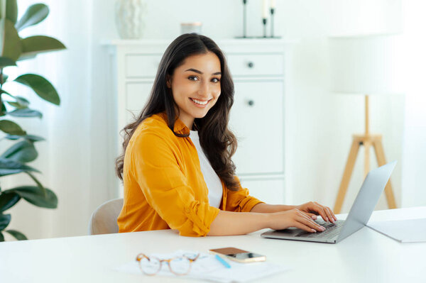 Confident Business Woman Beautiful Successful Arabian Indian Young Woman Specialist Royalty Free Stock Images