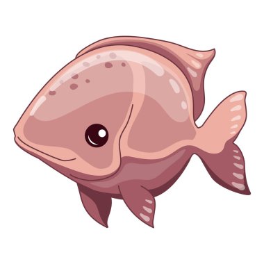 Beyaz arka planda şirin pembe balıklar. Tropik sualtı yaratığı. Şirin okyanus balığı şablonu. İzler, tekstil, çocuk giyimi tasarımı, parmak izleri için deniz hayvanı çizimi