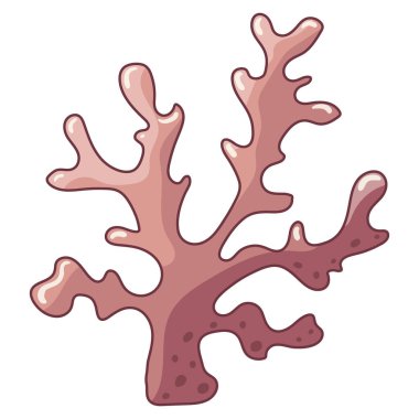 Su altı pembe dalgalı mercanlar, beyaz arka planda algler. Okyanus yosunlarının vektör çizimi, deniz altı bitki örtüsü baskılar, tekstil, moda tasarımı, baskılar, kartlar, çıkartmalar