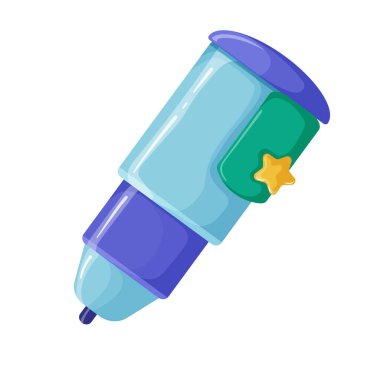 Çizgi film okulunun tükenmez kalemi. Güzel kırtasiye malzemesi. Okul gereçlerine ve okul ve iş için ofis malzemelerine geri dönün..