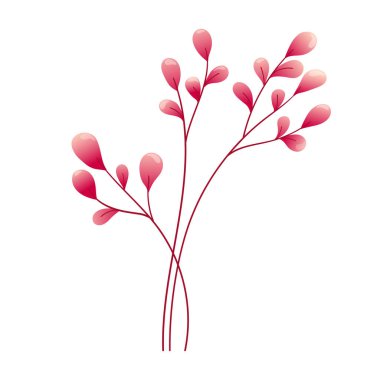 Beyaz arka planda pembe yapraklı güzel dallar. Sevgililer Günü için vektör botanik öğesi. Romantik kartlar, logolar, dekorasyonlar, bahar ve yaz tasarımları için mükemmel..