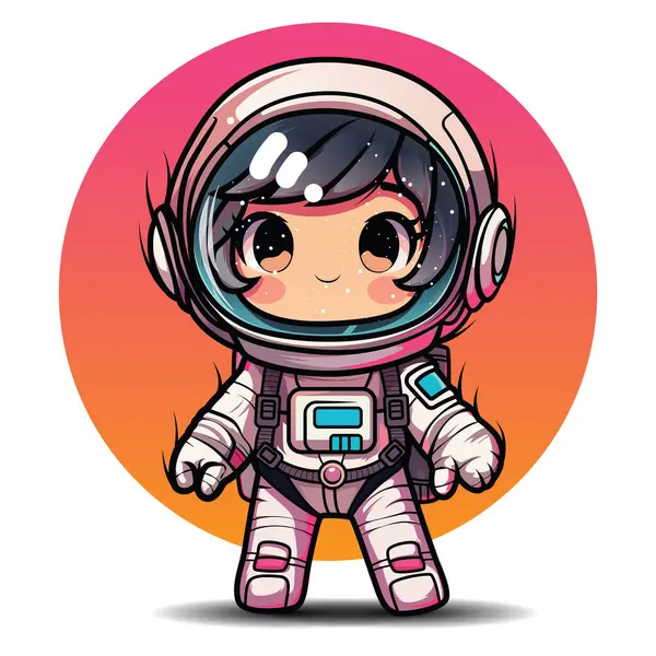 Cute Cartoon Girl Astronaut Suite — Stock Vector