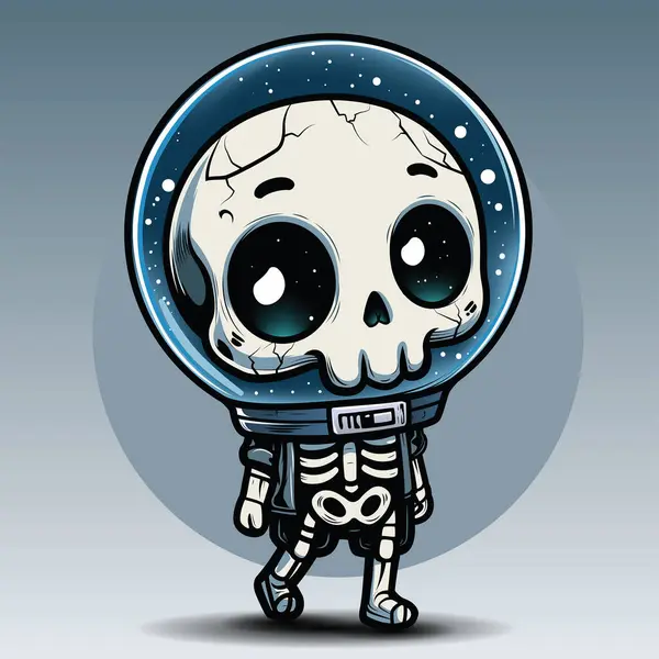 Skeleton Space Suite Cartoon — Stock Vector