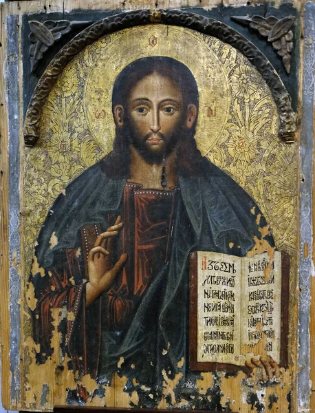Ikon Yesus Kristus Sudah Kuno — Stok Foto