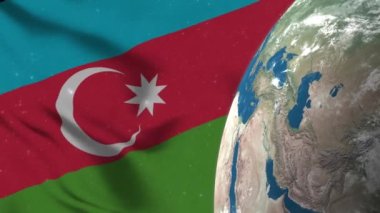 Dünya 'daki Azerbaycan Bayrağı ve Azerbaycan Haritası 4K