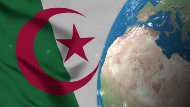 Algérie Drapeau Algérie Carte Sur Terre Globe — Video