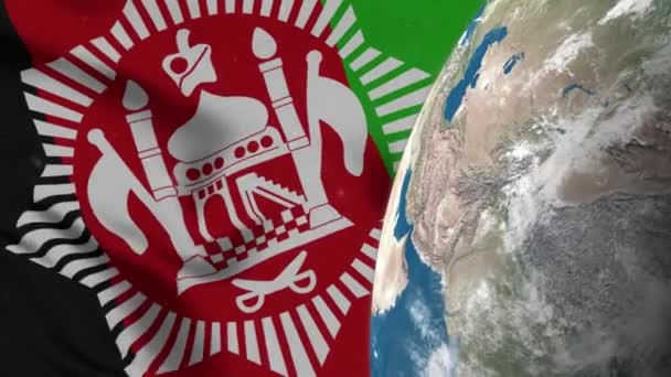 アフガニスタン国旗とアフガニスタン地図 — ストック動画