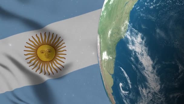Arjantin Bayrağı Arjantin Dünya Haritası — Stok video