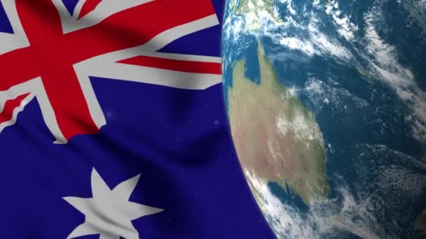 Mapa Bandera Australia Australia Tierra Globe — Vídeos de Stock