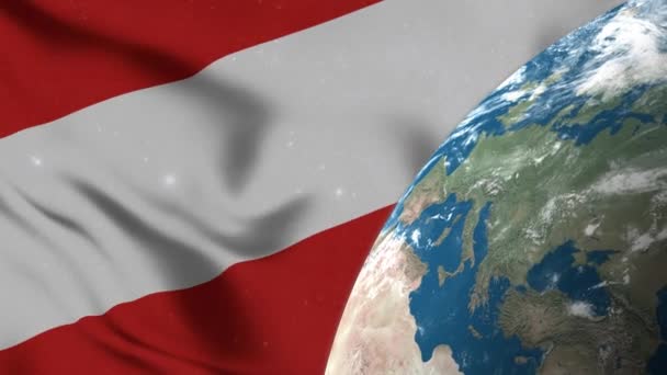 带有国旗的奥地利环球地图 奥地利背景 — 图库视频影像