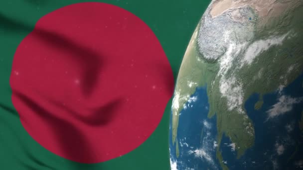 Bangladesh Flag Bangladesh Map Earth Globe — Stock Video