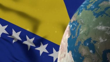 Bosna-Hersek Bayrağı ve Bosna Dünya Haritası 4K