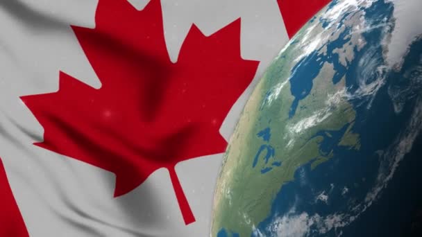 カナダの国旗とカナダの地球地図 — ストック動画
