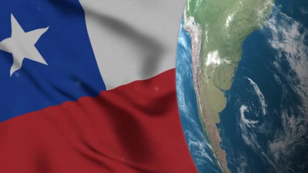 Dünya Daki Şili Bayrağı Şili Haritası — Stok video