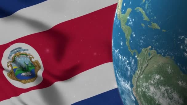 Vlajka Kostariky Mapa Kostariky Zeměkouli — Stock video